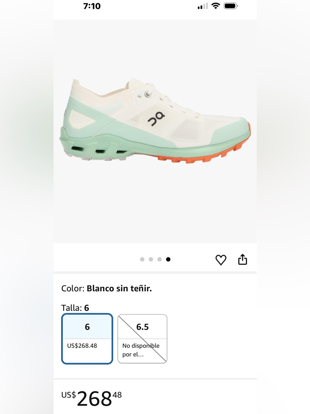 On CLOUDVENTURE PEACK 3  White with Mint and Coral Trail Sneaker